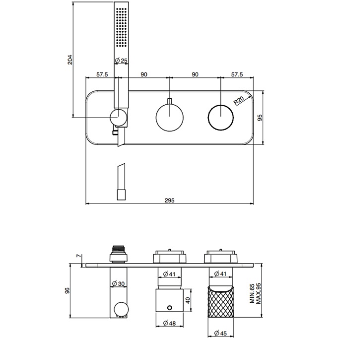 Смеситель для душа встраиваемый Fima Carlo Frattini Spillo Tech F3049TWX2XNS (черный матовый)