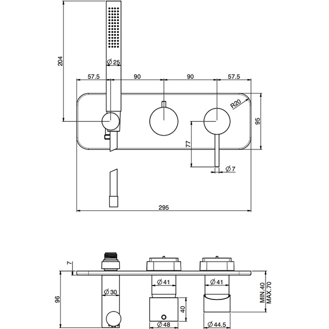 Смеситель для душа встраиваемый Fima Carlo Frattini Spillo Tech F3049WX2CR (хром)