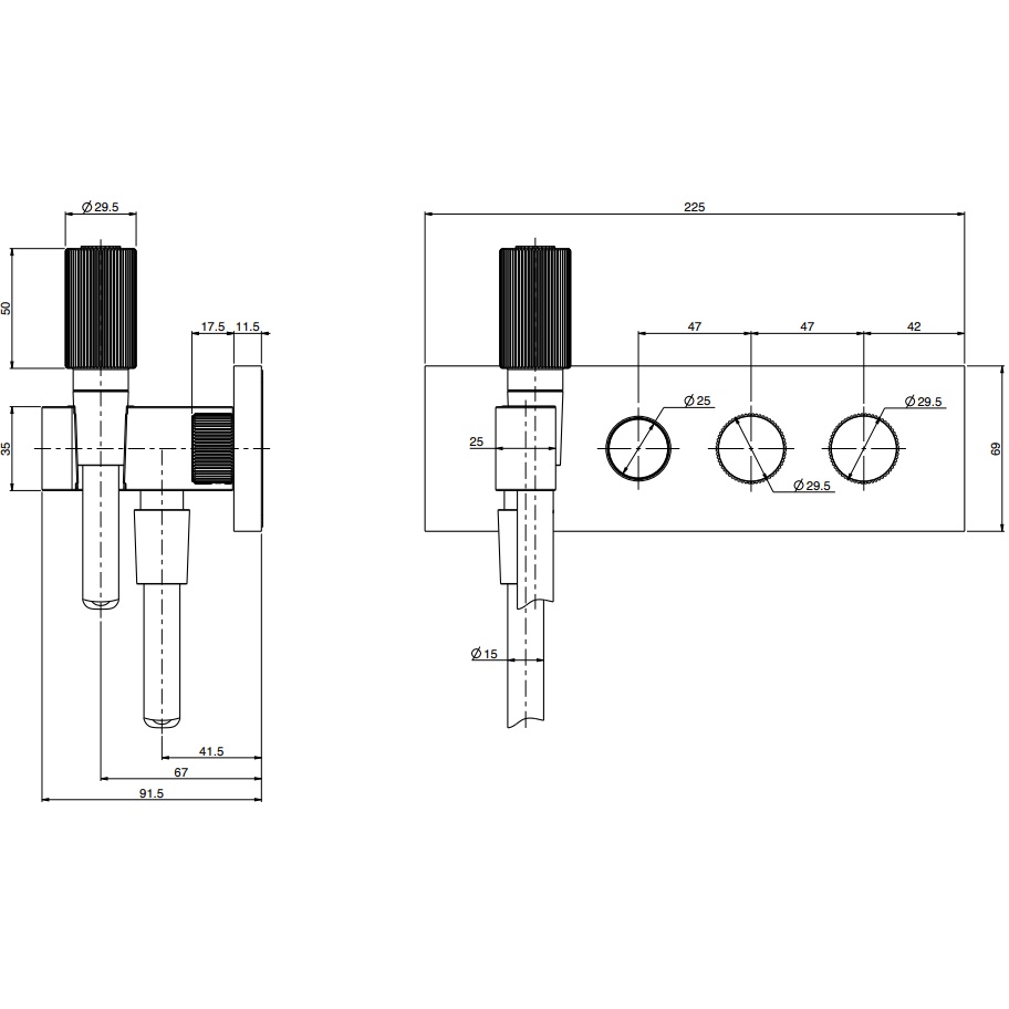 Смеситель для душа встраиваемый Fima Carlo Frattini Switch F5979X2SINOX (нержавеющая сталь), с ручным душем