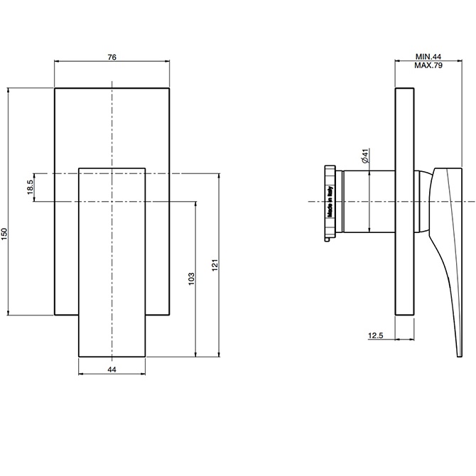 Смеситель для душа встраиваемый Fima Carlo Frattini Zeta F3963N1NS (черный матовый)