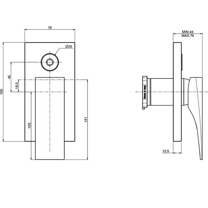 Смеситель для душа встраиваемый Fima Carlo Frattini Zeta F3969E2NS (черный матовый)
