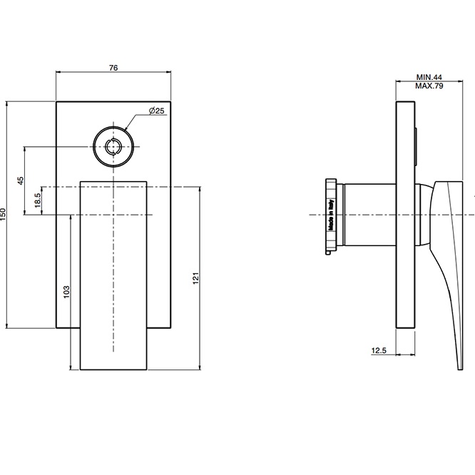 Смеситель для душа встраиваемый Fima Carlo Frattini Zeta F3969E2OR (золотой)