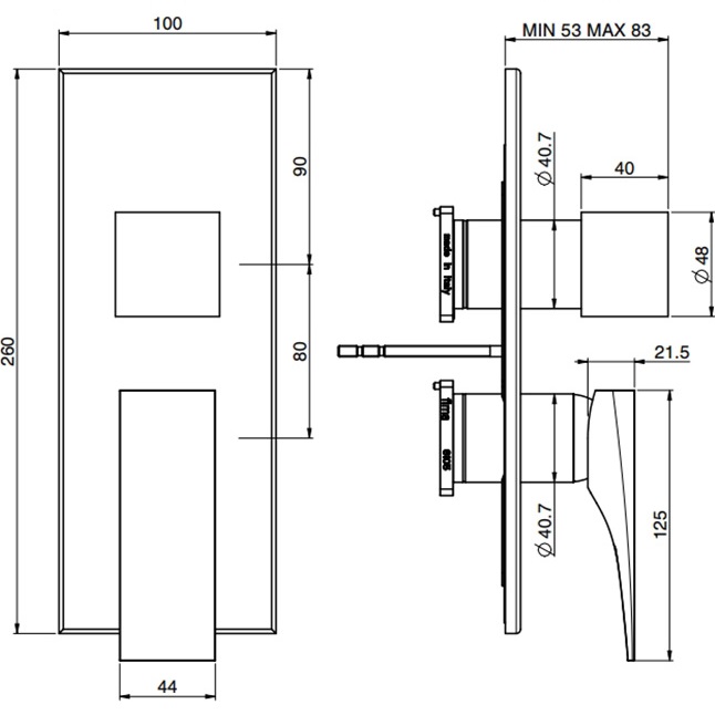 Смеситель для душа встраиваемый Fima Carlo Frattini Zeta F3969X6OR (золотой)