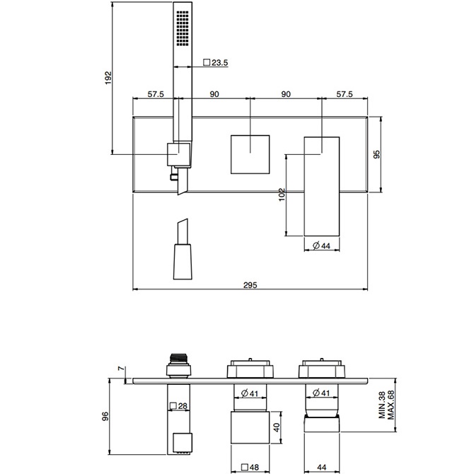 Смеситель для душа встраиваемый Fima Carlo Frattini Zeta F3989WX2OR (золотой)