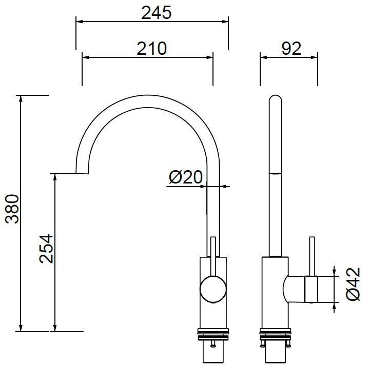 Смеситель для кухни Abber Wasser Kreis 316 AF8114BG (светлое золото брашированное)