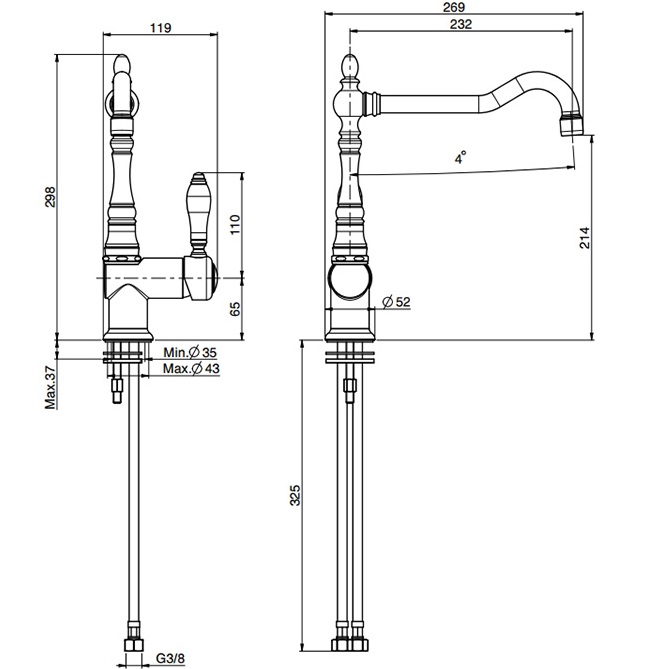 Смеситель для кухни Fima Carlo Frattini Herend F5417NOR (золотой)