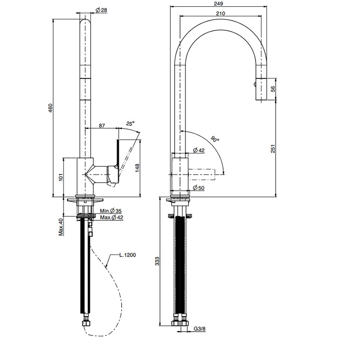 Смеситель для кухни Fima Carlo Frattini Kitchen F3538WCR (хром), с выдвижной лейкой