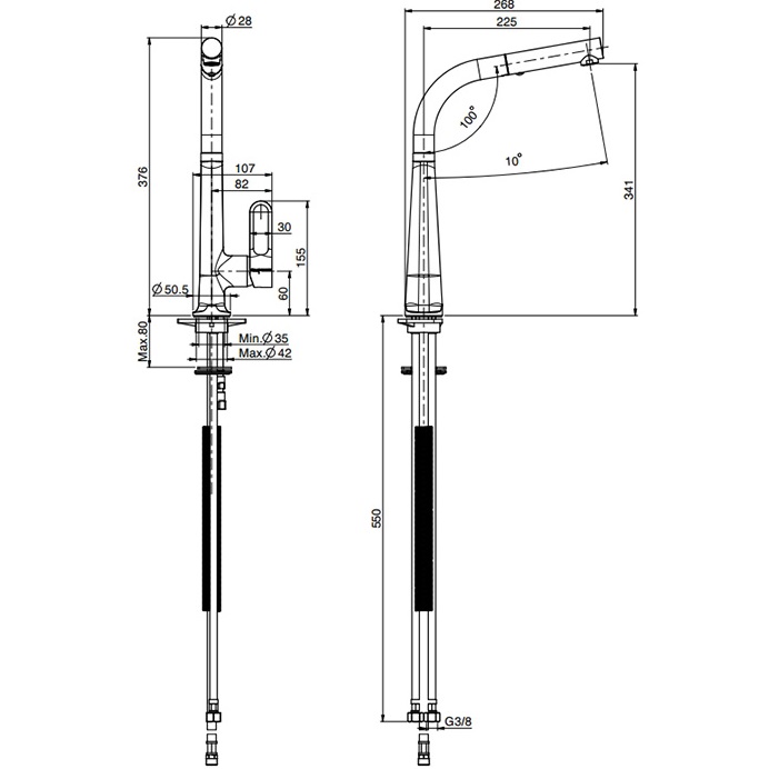 Смеситель для кухни Fima Carlo Frattini Kitchen F7026NS (черный матовый), с выдвижной лейкой