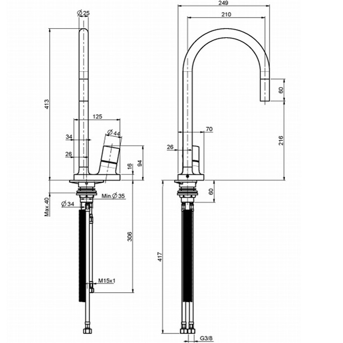 Смеситель для кухни Fima Carlo Frattini Kitchen F7028CR (хром), с выдвижной лейкой