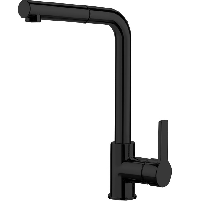 Смеситель для кухни Fima Carlo Frattini Kitchen F7029WOTNS (черный матовый), с выдвижной лейкой