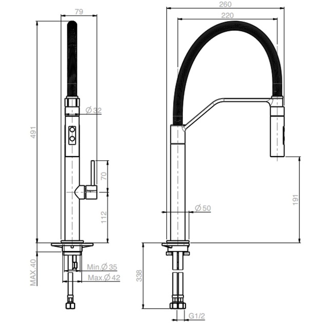 Смеситель для кухни Fima Carlo Frattini Kitchen F7047/2NS (черный матовый)