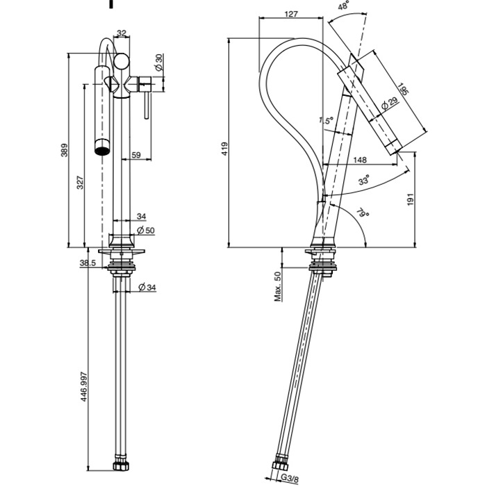 Смеситель для кухни Fima Carlo Frattini Kitchen F7050CR (хром), ручная лейка на магните