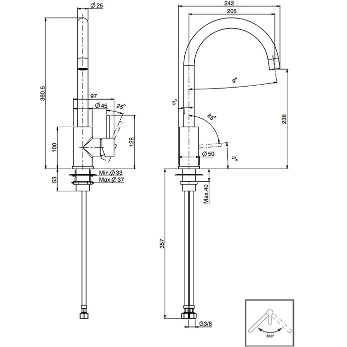 Смеситель для кухни Fima Carlo Frattini Kitchen F7057/BINOX (нержавеющая сталь)