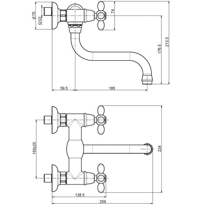 Смеситель для кухни настенный Fima Carlo Frattini Kitchen F5006CR (хром)
