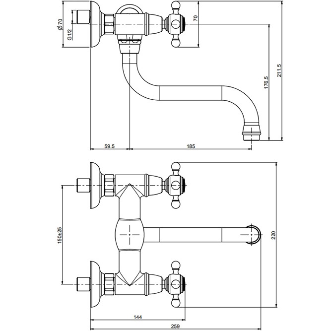 Смеситель для кухни настенный Fima Carlo Frattini Kitchen F5086OR (золотой)