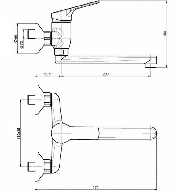 Смеситель для кухни настенный Fima Carlo Frattini Kitchen Serie 4 F3766CR (хром)