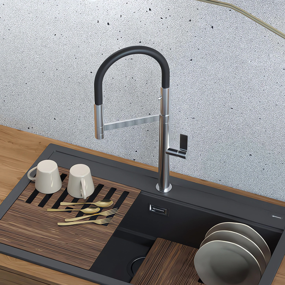 Смеситель для кухни Omoikiri Osaka BN-BL 4994331 (нержавеющая сталь/черный)