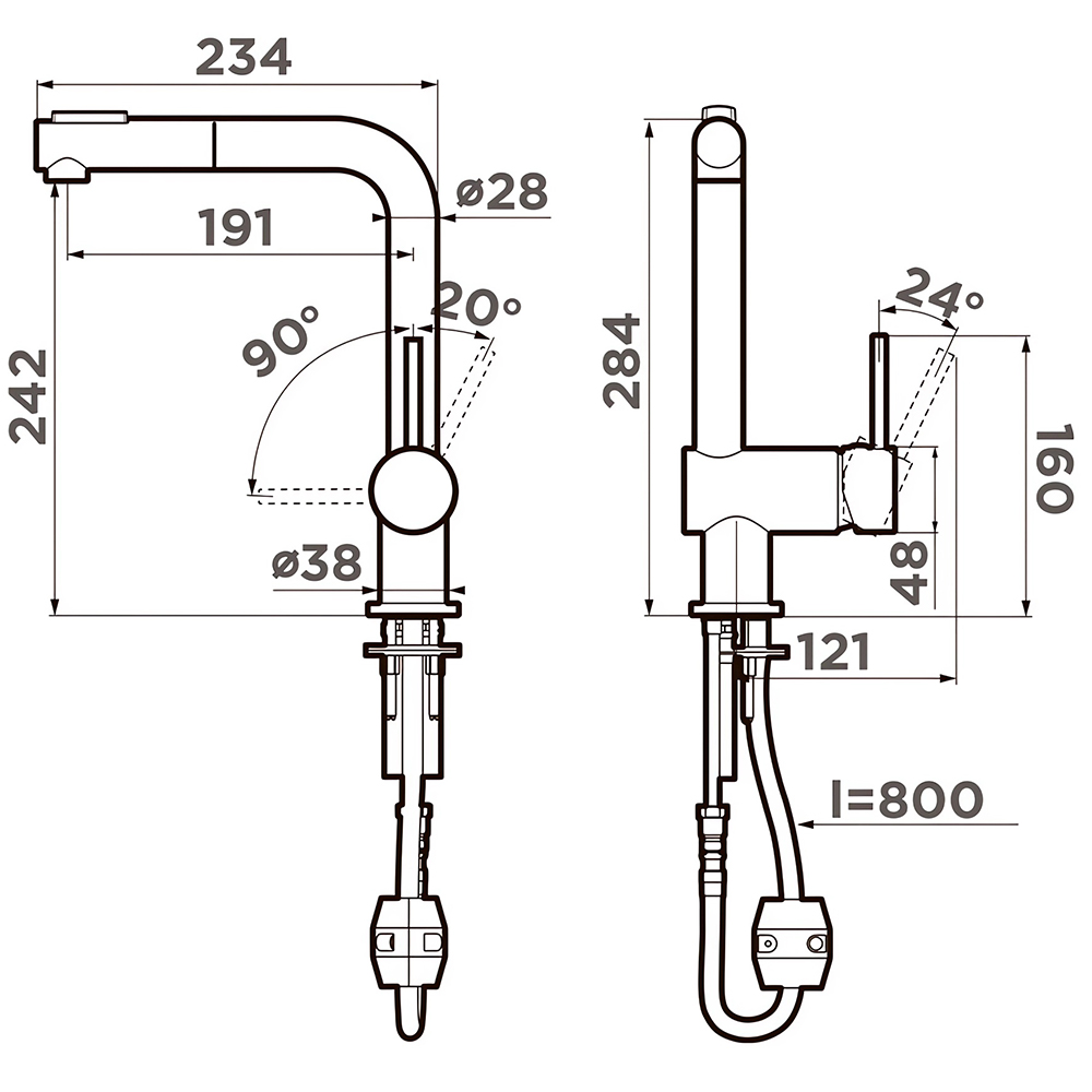 Смеситель для кухни Omoikiri Tanigawa-SB-BN 4994457 (нержавеющая сталь)