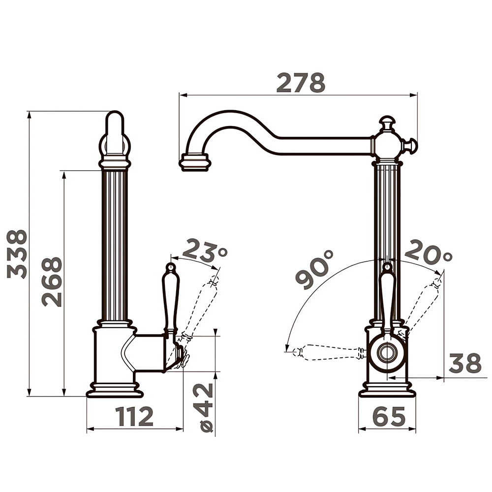 Смеситель для кухни Omoikiri Toshima-SI 4994326 (античное серебро)