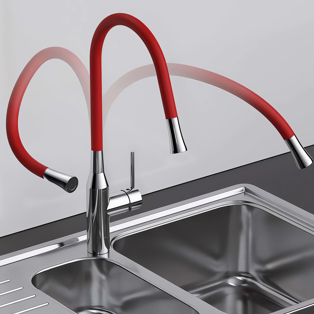 Смеситель для кухни Omoikiri Yatomi-BN-R 4994248 (нержавеющая сталь/красный)