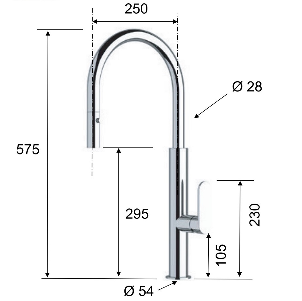 Смеситель для кухни Remer Elegant NK73 (хром), высота излива  29.5 см