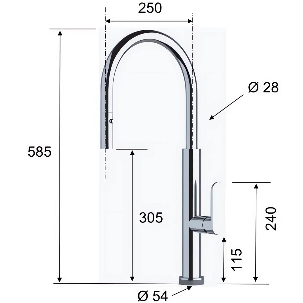 Смеситель для кухни Remer Elegant NKT73 (хром), высота излива 30.5 см