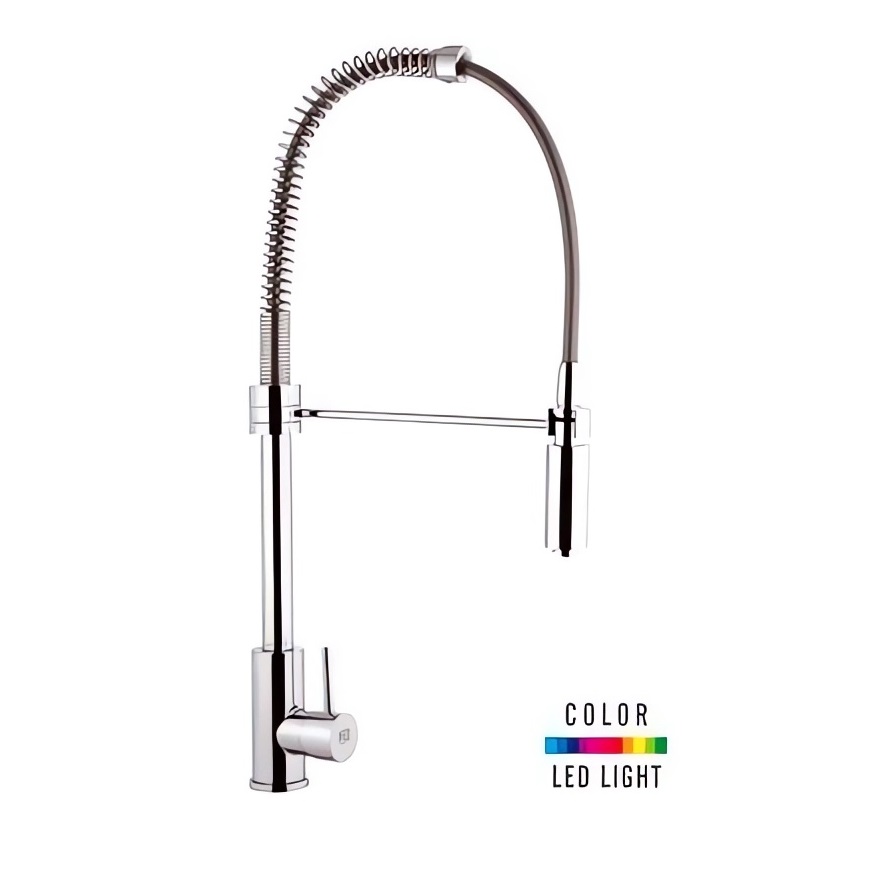 Смеситель для кухни Remer Minimal Color NR77, пружинный и гибкий излив