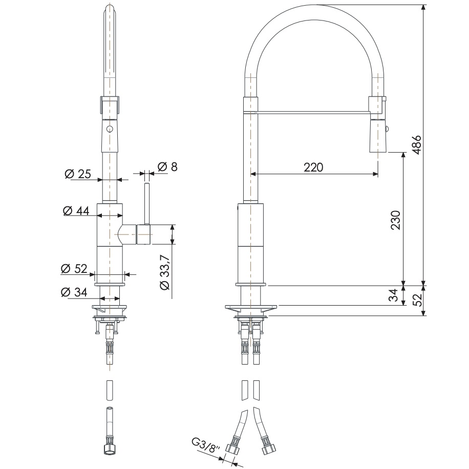 Смеситель для кухни Remer X Style Inox SSX541 (сталь)