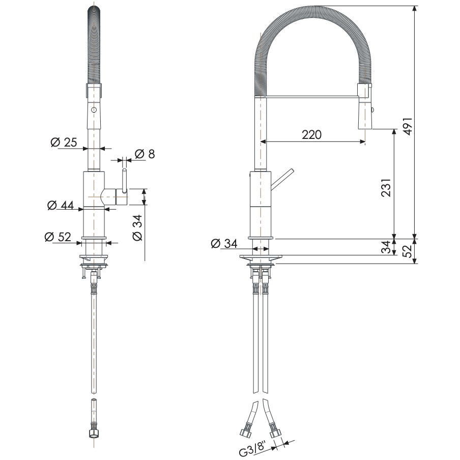 Смеситель для кухни Remer X Style Inox SSX543 (сталь)
