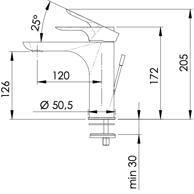 Смеситель для раковины  Remer Infinity I10NO (черный матовый), с донным клапаном