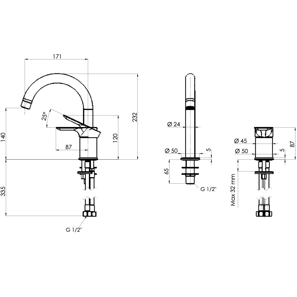 Смеситель для раковины  Remer Infinity I57BO (белый матовый), без донного клапана
