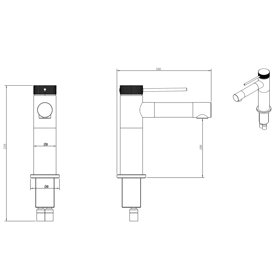Смеситель для раковины Abber Emotion 316 AF8810BG (золото брашированное)