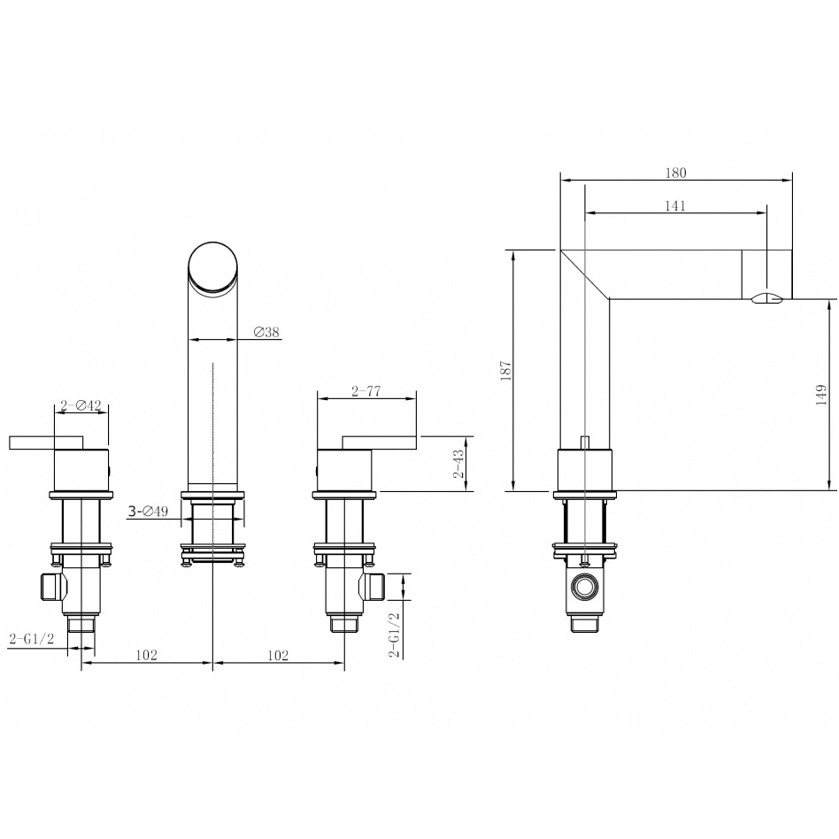 Смеситель для раковины Abber Perfekte 316 AF8A08BG (золото брашированное)