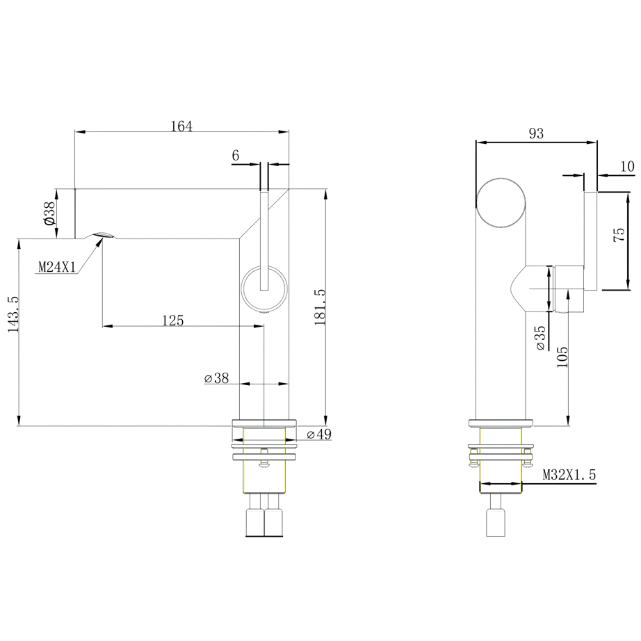Смеситель для раковины Abber Perfekte 316 AF8A10BG (золото брашированное)