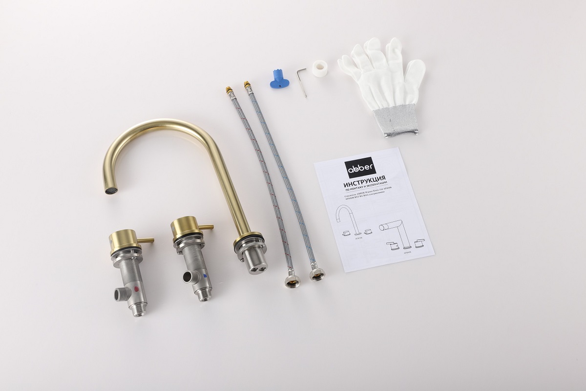 Смеситель для раковины Abber Wasser Kreis 316 AF8108BG-M (золото брашированное)