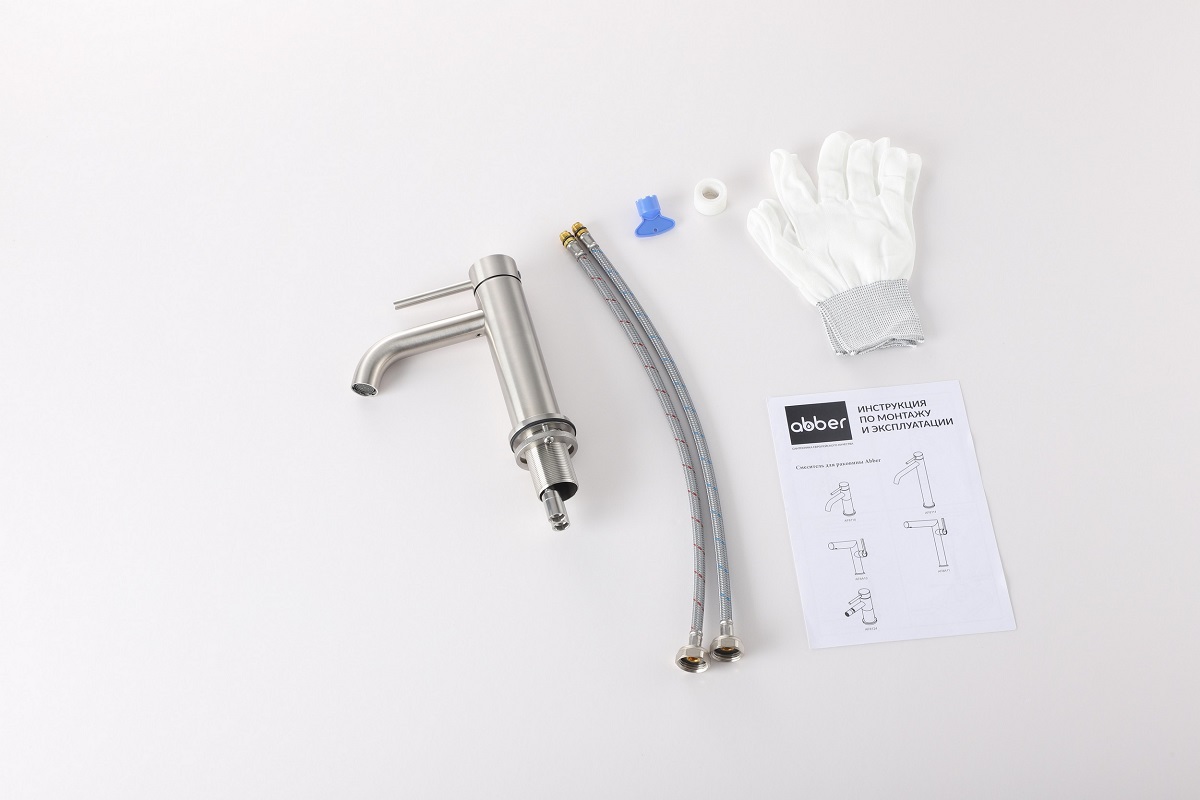 Смеситель для раковины Abber Wasser Kreis 316 AF8110BST (сталь брашированная) 