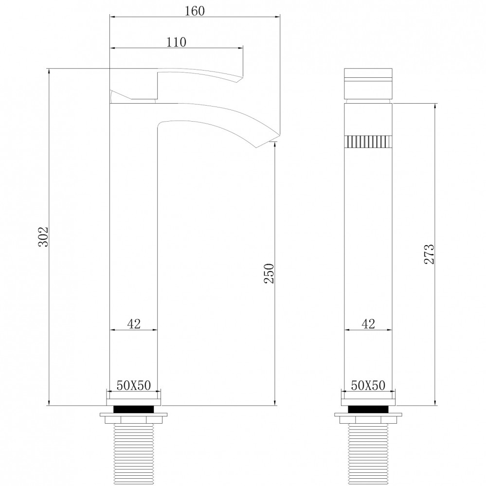 Смеситель для раковины Abber Wasserfall AF8611B (черный матовый), без донного клапана