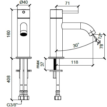 Смеситель для раковины Almar E214000.HB (латунь брашированная), без донного клапана