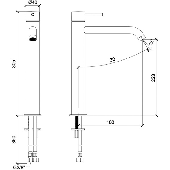 Смеситель для раковины Almar E214002.NB (никель брашированный), без донного клапана