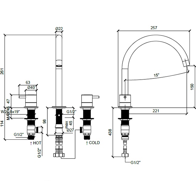 Смеситель для раковины Almar E214004.NB (никель брашированный), без донного клапана