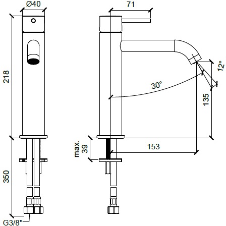 Смеситель для раковины Almar Mixers E214001.HB (латунь брашированная), без донного клапана
