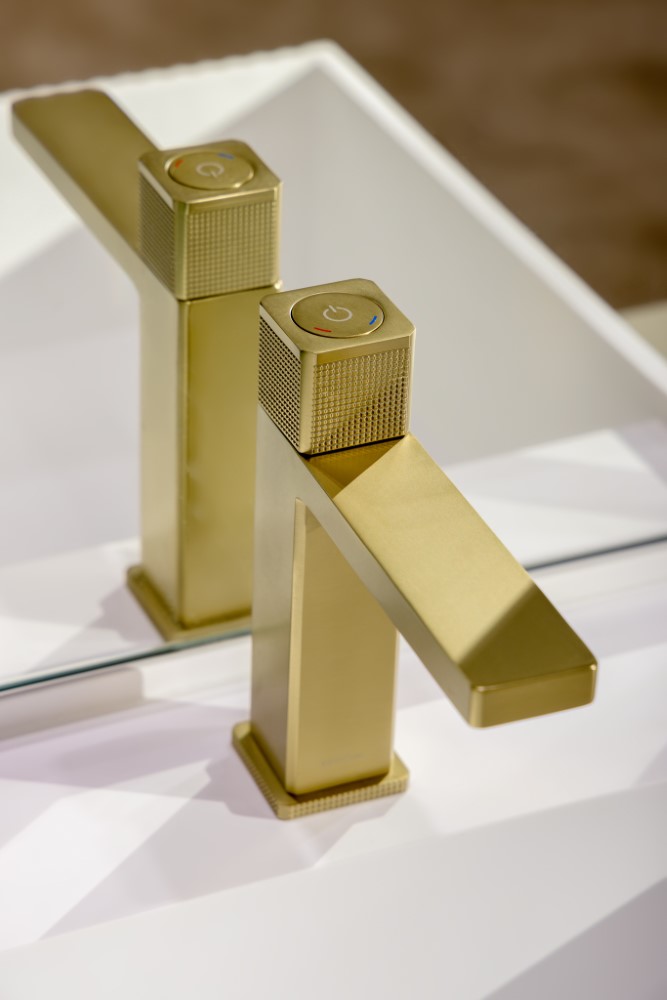 Смеситель для раковины автоматический Boheme Quad 159-MG (золото матовое), без донного клапана