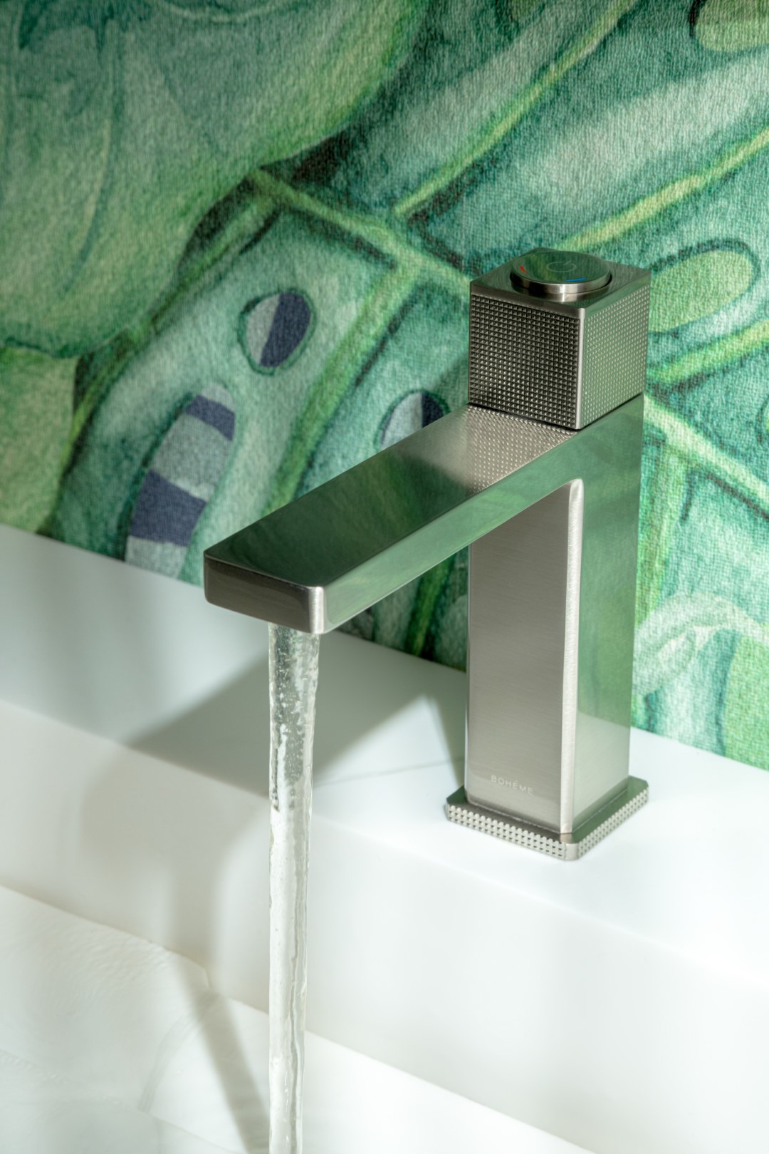 Смеситель для раковины автоматический Boheme Quad 159-NB (никель брашированный), без донного клапана