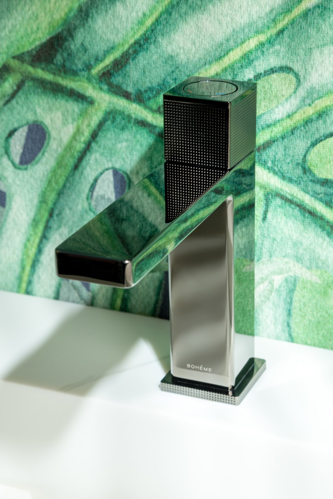 Смеситель для раковины автоматический Boheme Quad 159-SGM (оружейный металл глянцевый), без донного клапана