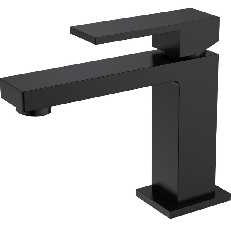 Смеситель для раковины Boheme Qubic 471-B (черный матовый), без донного клапана