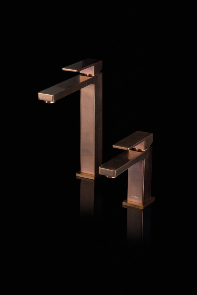 Смеситель для раковины Boheme Qubic 471-CB (медь брашированная), без донного клапана