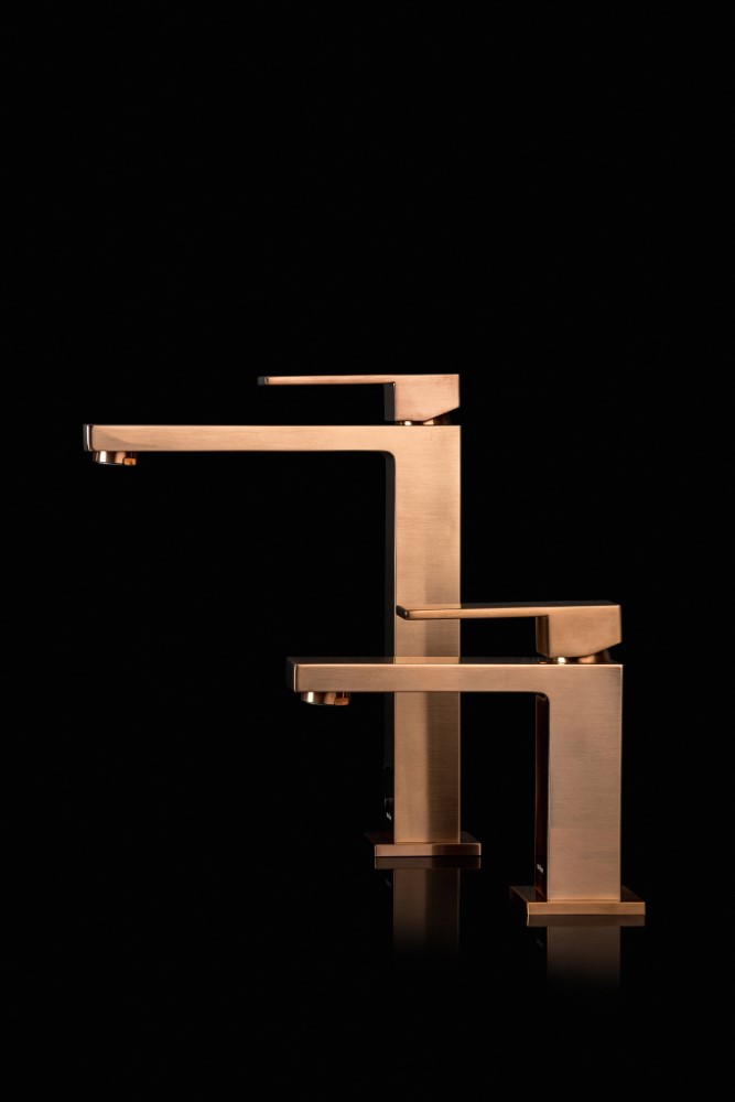 Смеситель для раковины Boheme Qubic 471-CB (медь брашированная), без донного клапана