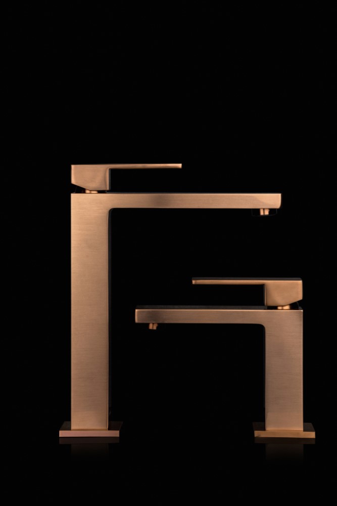 Смеситель для раковины Boheme Qubic 471-CB (медь брашированная), без донного клапана