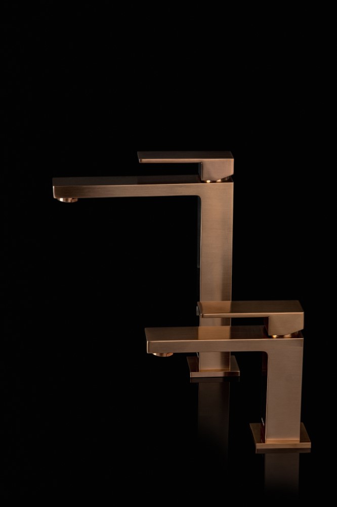 Смеситель для раковины Boheme Qubic 471-CB (медь брашированная), без донного клапана