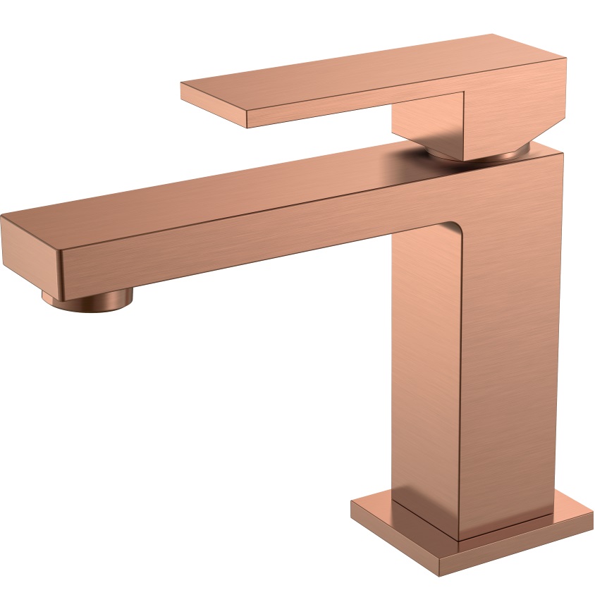 Смеситель для раковины Boheme Qubic 471-CB (медь брашированная), без донного клапана